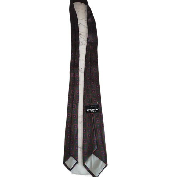 Neck Tie Vintage Givenchy Paris Les Cravates 50s Geometric Design Accessories - Picture 3 of 4
